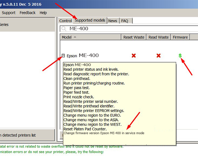 Key Firmware Epson ME-400 Step 1